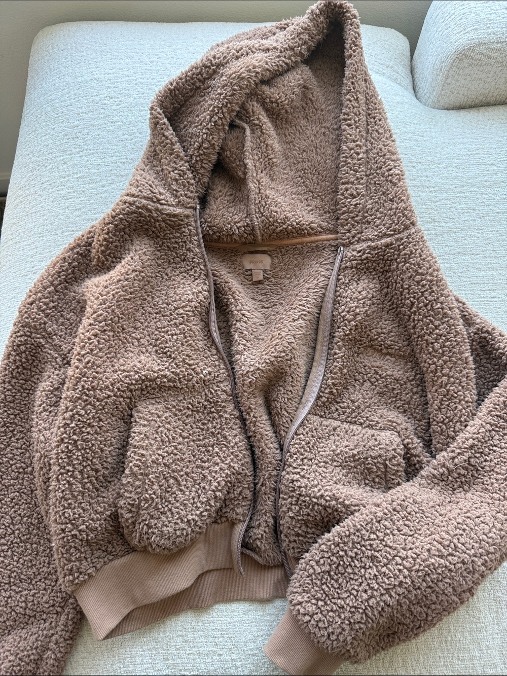 SKIMS Plush Teddy Zip-Up Hoodie Jacket - Brown